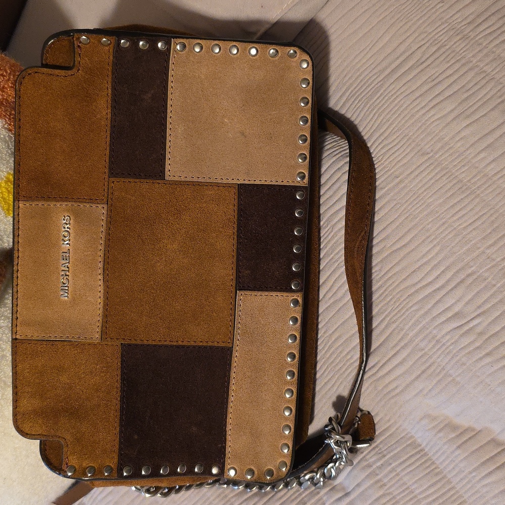 Michael Kors Tan And Brown Patchwork Crossbody Bag - image 5
